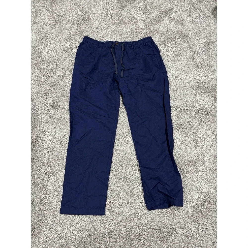 Vineyard Vines Mens XL On-The-Go Pants Navy Blue Elastic‎ Waist Drawstring Chino